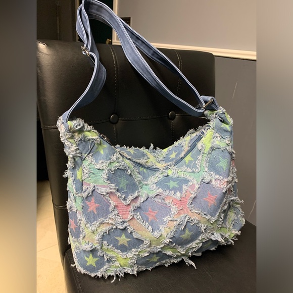 Fashionable Diamond Pattern Fringed Star Shoulder Bag For Women - Picture 5 of 5